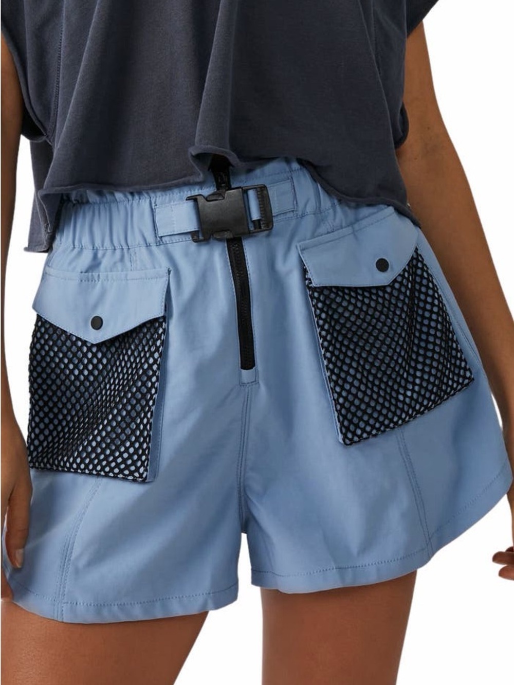 Free People Size Small Light Blue Women's Utility Shorts with Contrast Pockets